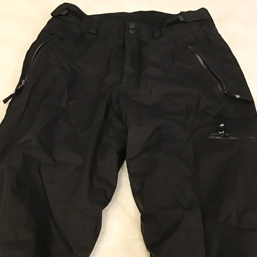 FERA 32R Men’s Ski Snow Pants Black Thermolite Pockets Zip Fly 2-Snap Logo